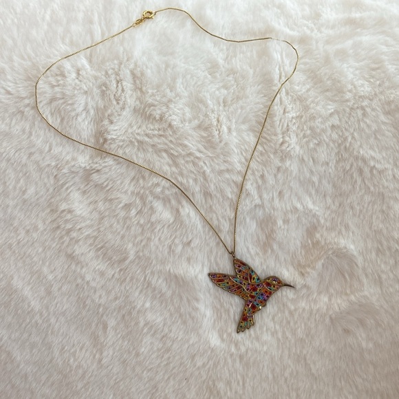 Gold Vermeil & rainbow hummingbird necklace Adina Plastelina - Picture 3 of 7